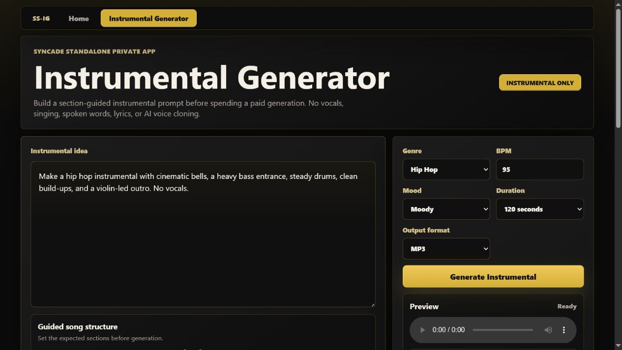 SS-IG instrumental generator interface