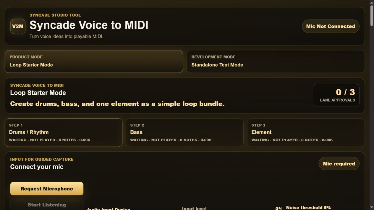 Syncade Voice to MIDI interface